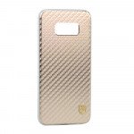 Wholesale Galaxy S8 Carbon Fiber Armor Hybrid Case (Champagne Gold)